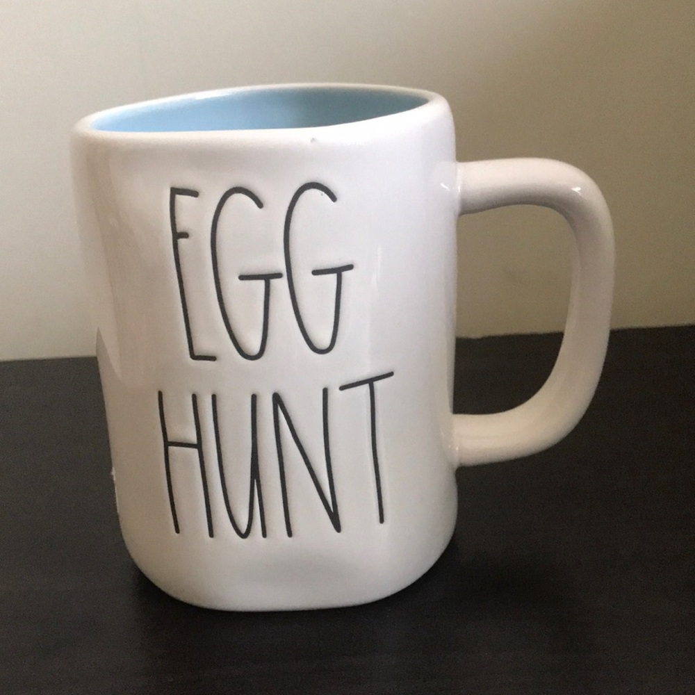 NEW Rae Dunn Easter Spring Mug EGG HUNT White Double Sided